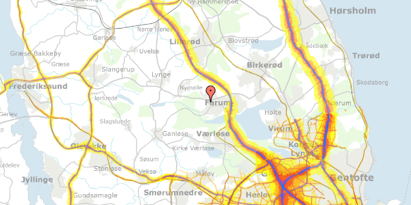 Trafikstøjkort på Lillevænget 14, 3520 Farum