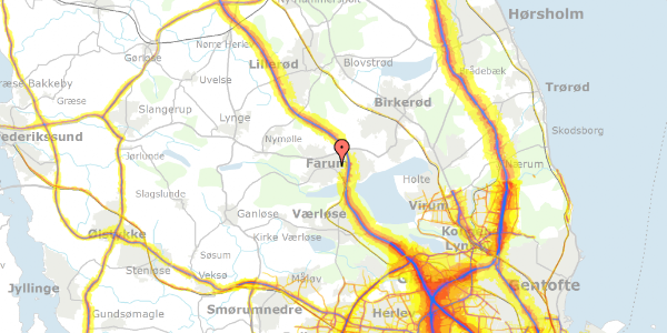 Trafikstøjkort på Rytterkrogen 13, 3520 Farum