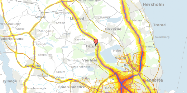 Trafikstøjkort på Ryttervænget 10B, 3520 Farum