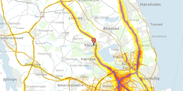 Trafikstøjkort på Ryttervænget 16, 3520 Farum