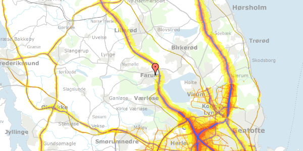 Trafikstøjkort på Ryttervænget 22, 3520 Farum