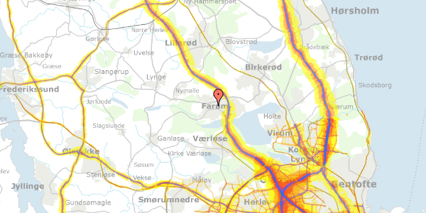 Trafikstøjkort på Ryttervænget 57, 3520 Farum