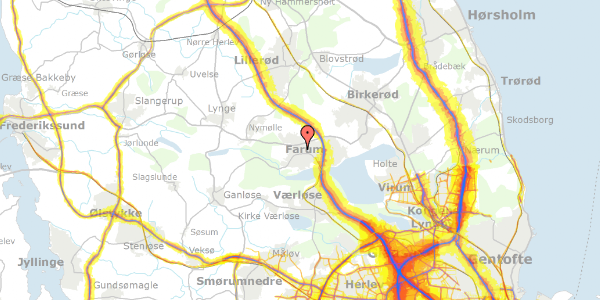 Trafikstøjkort på Ryttervænget 89, 3520 Farum