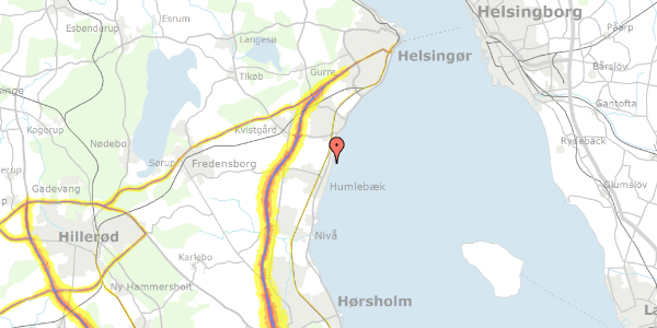 Trafikstøjkort på Amalievej 1, 3050 Humlebæk