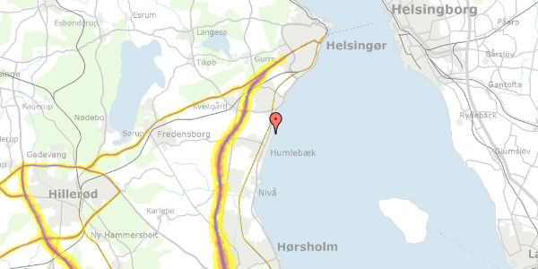 Trafikstøjkort på Amalievej 4, 3050 Humlebæk