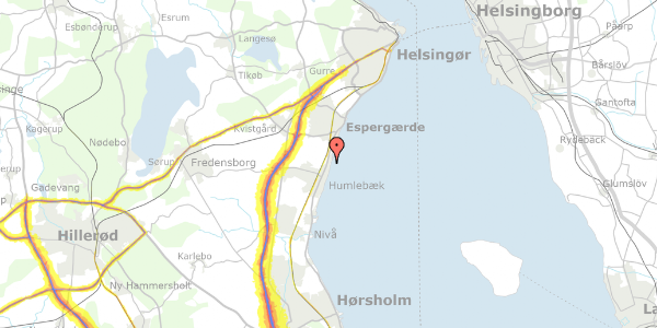 Trafikstøjkort på Amalievej 12, 3050 Humlebæk