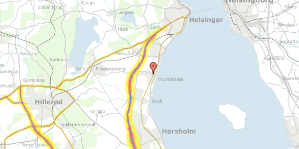 Trafikstøjkort på Baunebjergvej 249, 3050 Humlebæk