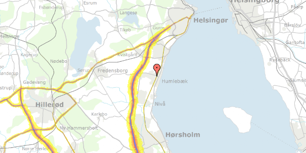 Trafikstøjkort på Baunebjergvej 261, 3050 Humlebæk