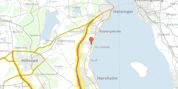 Trafikstøjkort på Baunebjergvej 305, 3050 Humlebæk