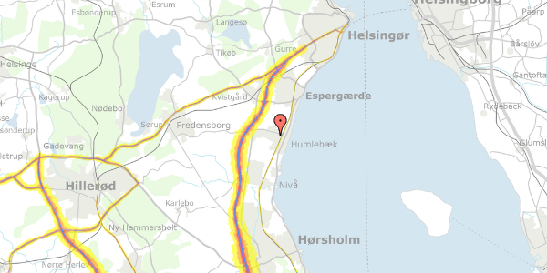 Trafikstøjkort på Baunebjergvej 313, 3050 Humlebæk