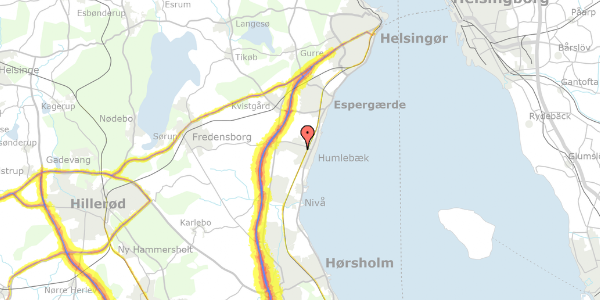 Trafikstøjkort på Baunebjergvej 351, 3050 Humlebæk