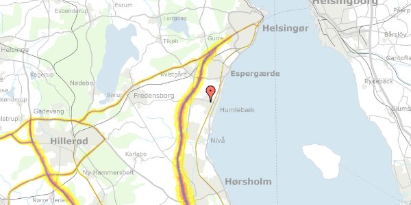 Trafikstøjkort på Baunebjergvej 352, 3050 Humlebæk