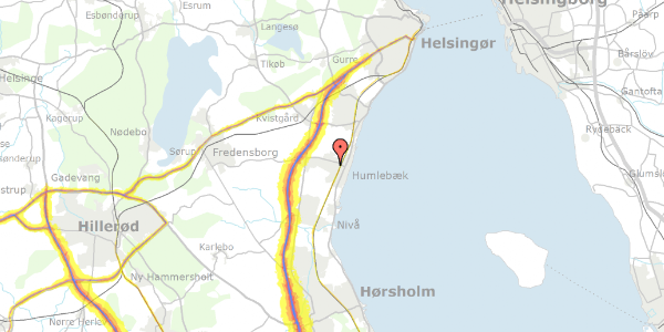 Trafikstøjkort på Baunebjergvej 365, 3050 Humlebæk