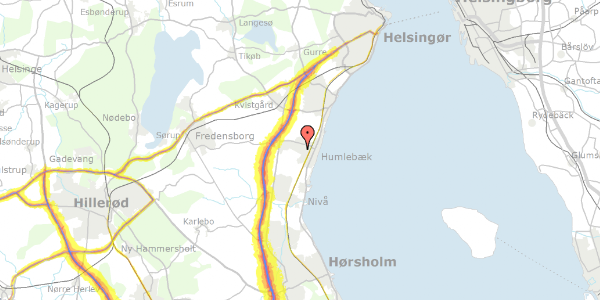 Trafikstøjkort på Baunebjergvej 462, 3050 Humlebæk