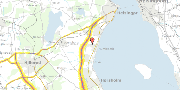 Trafikstøjkort på Bogårdsvej 212, 3050 Humlebæk