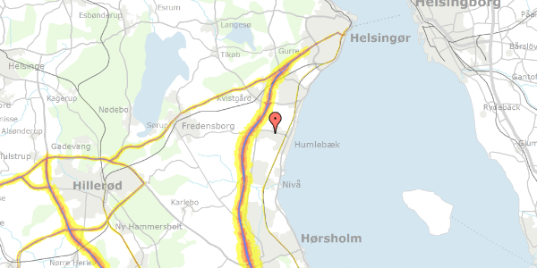 Trafikstøjkort på Bogårdsvej 306, 3050 Humlebæk