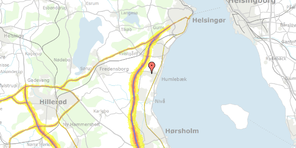 Trafikstøjkort på Bogårdsvej 401, 3050 Humlebæk