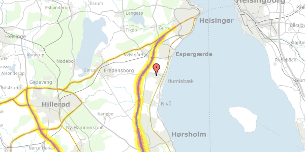 Trafikstøjkort på Bogårdsvej 422, 3050 Humlebæk