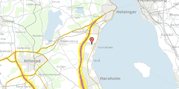 Trafikstøjkort på Bogårdsvej 453, 3050 Humlebæk