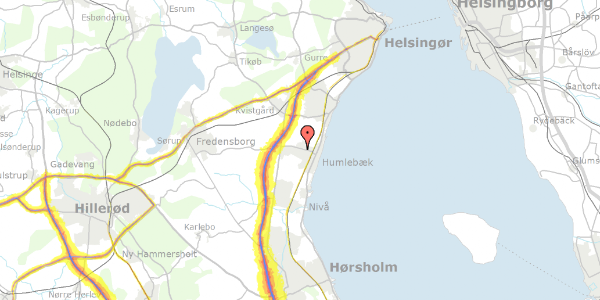 Trafikstøjkort på Boserupvej 201, 3050 Humlebæk