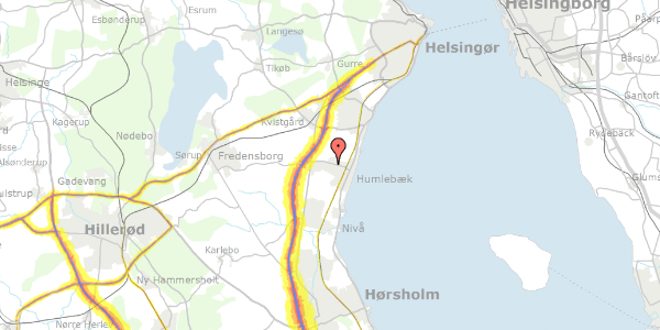 Trafikstøjkort på Boserupvej 208, 3050 Humlebæk