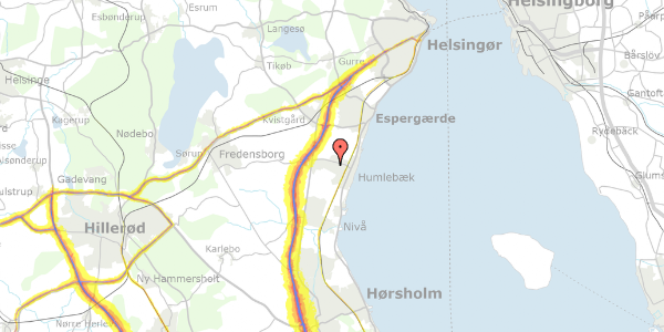 Trafikstøjkort på Boserupvej 302, 3050 Humlebæk