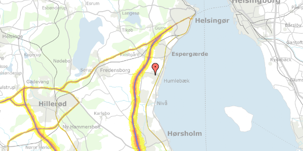 Trafikstøjkort på Boserupvej 304, 3050 Humlebæk