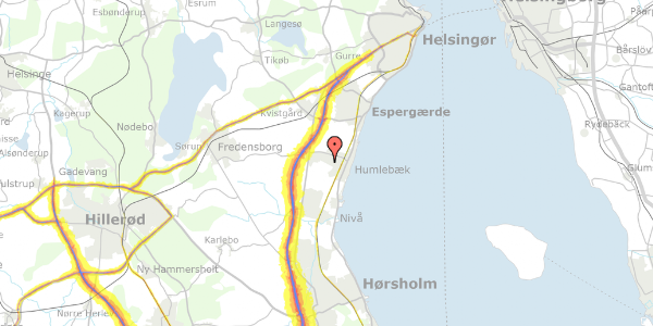 Trafikstøjkort på Boserupvej 518, 3050 Humlebæk