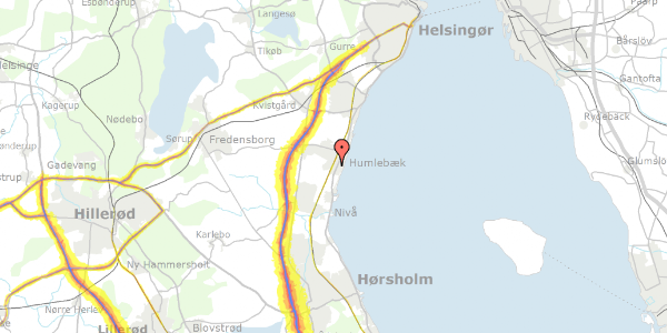 Trafikstøjkort på Bregnevænget 17, 3050 Humlebæk