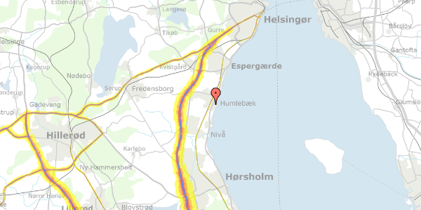 Trafikstøjkort på Bregnevænget 33, 3050 Humlebæk