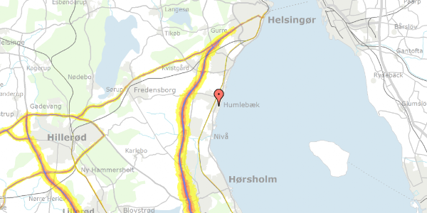 Trafikstøjkort på Bregnevænget 35, 3050 Humlebæk