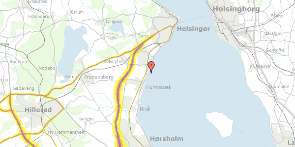 Trafikstøjkort på Gl Strandvej 34, 3050 Humlebæk