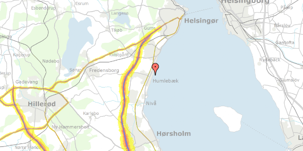 Trafikstøjkort på Gl Strandvej 57, 3050 Humlebæk