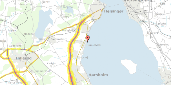 Trafikstøjkort på Gl Strandvej 59B, 3050 Humlebæk