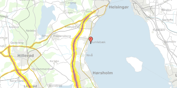 Trafikstøjkort på Gl Strandvej 155, 3050 Humlebæk