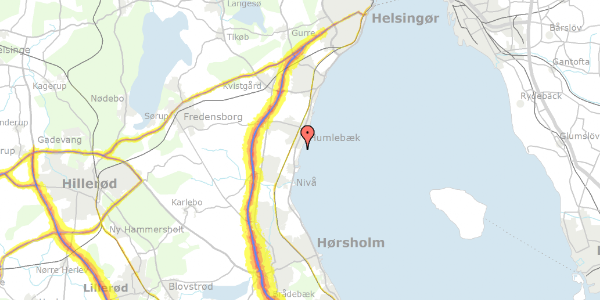 Trafikstøjkort på Gl Strandvej 250B, 3050 Humlebæk