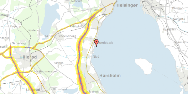 Trafikstøjkort på Gl Strandvej 258, 3050 Humlebæk