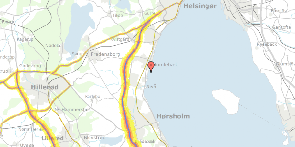 Trafikstøjkort på Gl Strandvej 280, 3050 Humlebæk