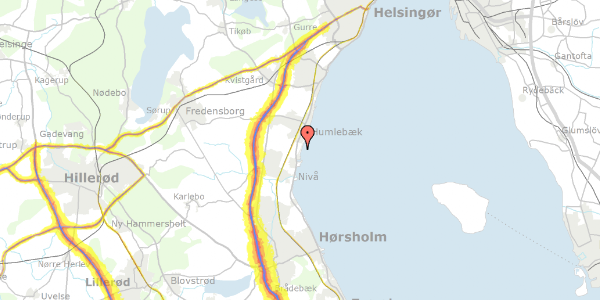 Trafikstøjkort på Gl Strandvej 282, 3050 Humlebæk