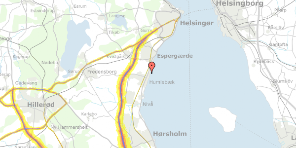 Trafikstøjkort på Hans Rostgårdsvej 7, 3050 Humlebæk