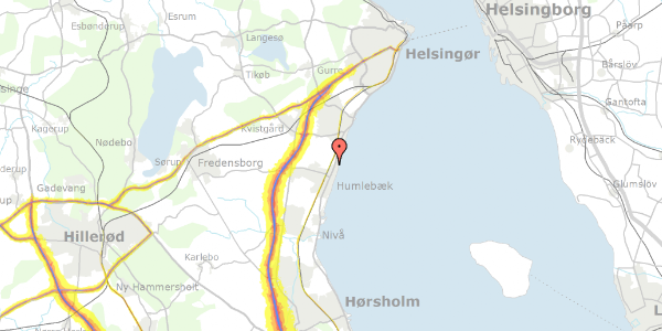 Trafikstøjkort på Hejreskov Alle 23, 3050 Humlebæk