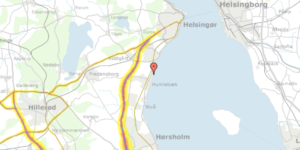 Trafikstøjkort på Hejreskov Alle 30, 3050 Humlebæk