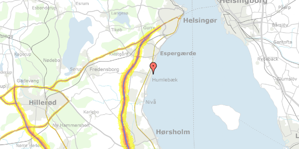 Trafikstøjkort på Ida Tesdorpfsvej 1B, st. tv, 3050 Humlebæk