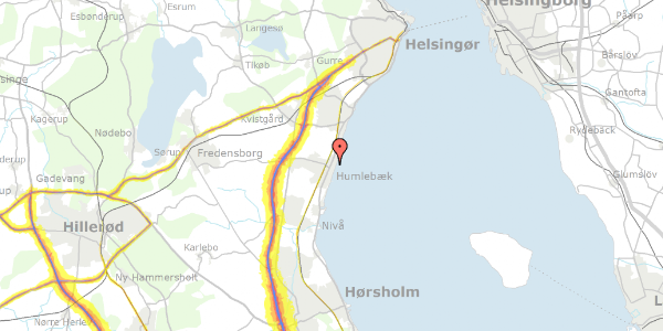 Trafikstøjkort på Ida Tesdorpfsvej 3B, 1. tv, 3050 Humlebæk