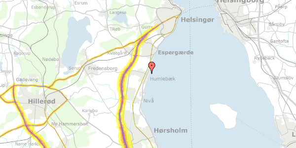 Trafikstøjkort på Ida Tesdorpfsvej 3C, 2. th, 3050 Humlebæk