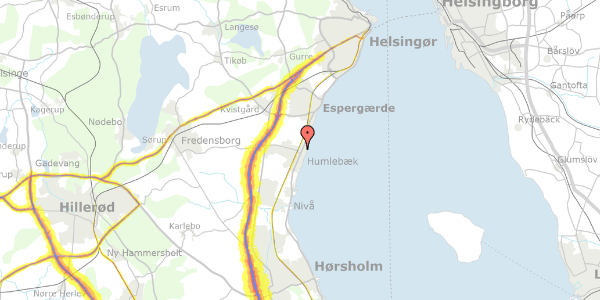 Trafikstøjkort på Ida Tesdorpfsvej 4B, 2. tv, 3050 Humlebæk