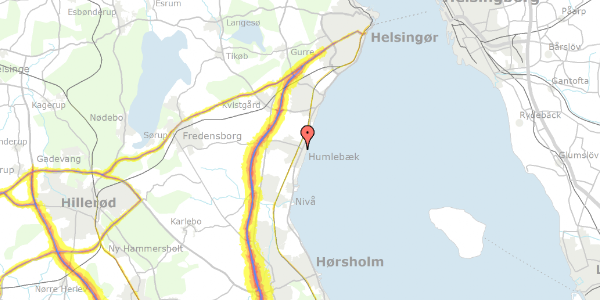 Trafikstøjkort på Jernbane Alle 4A, 3050 Humlebæk