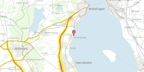 Trafikstøjkort på Jernbane Alle 5, 3050 Humlebæk