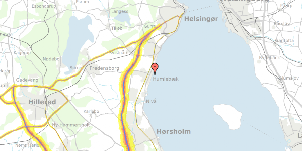 Trafikstøjkort på Kastanie Alle 7, 3050 Humlebæk