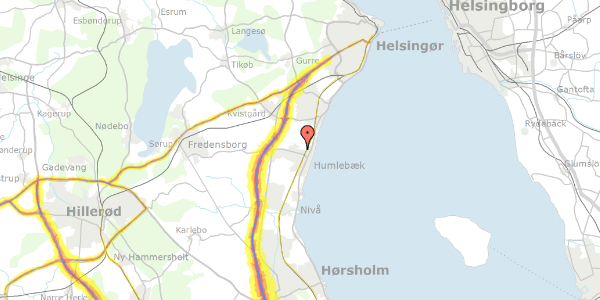 Trafikstøjkort på Kirkeskov Alle 38, 3. th, 3050 Humlebæk